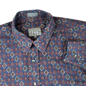 VTG Men's Size-XL Long Sleeve Button‎ Down Navy Preppy Oversized Old Money